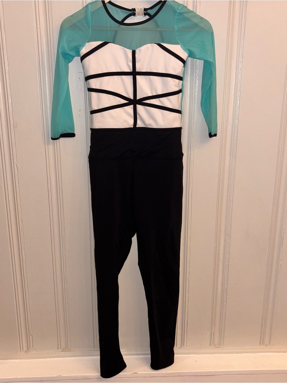 Tiger friday dances cathedral unitard aqua and black Women’s small